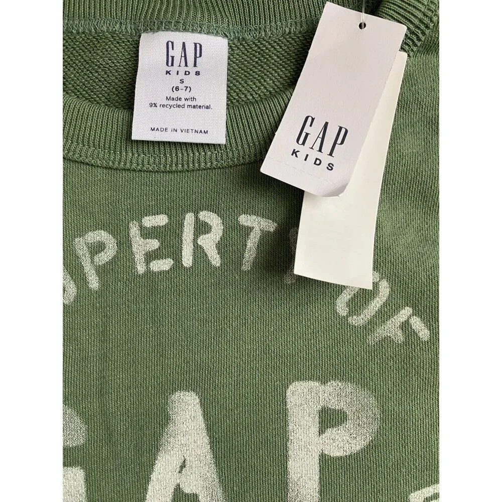 Gap $35 Terry Lined Graphic Print Crewneck Pullover Sweatshirt NEW WITH TAGS